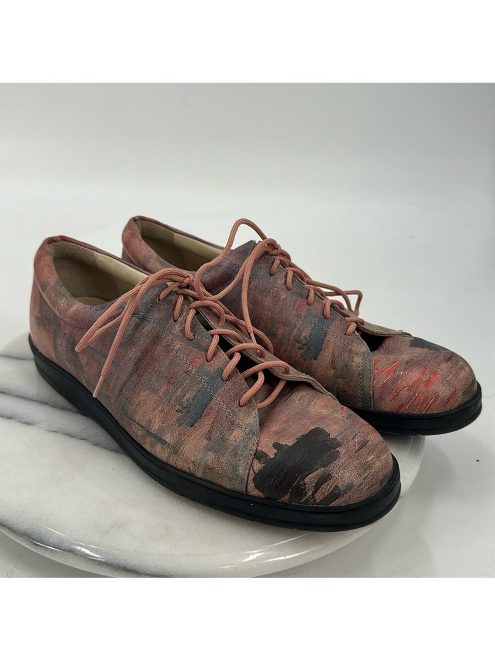 Icon leather abstract painted sneakers